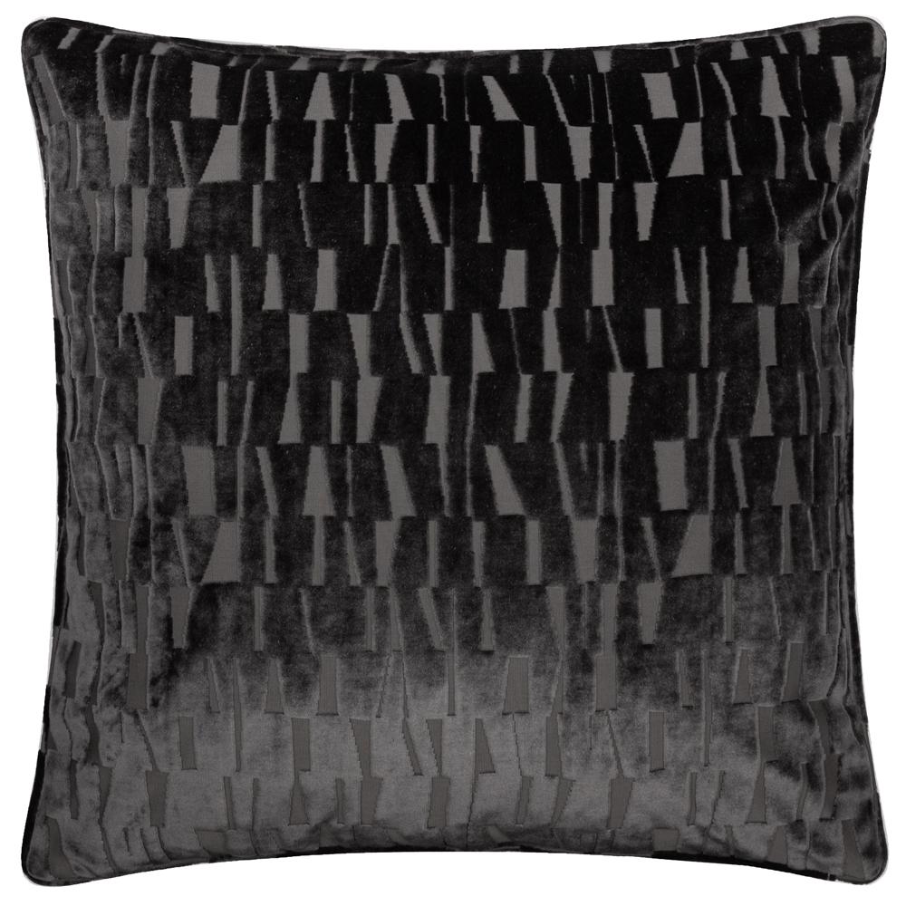 Charcoal - Front - Paoletti Manhattan Velvet Cushion Cover