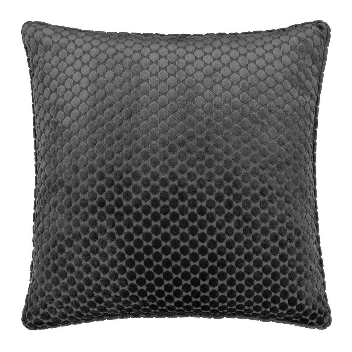 Charcoal - Front - Paoletti Neptune Velvet Cushion Cover