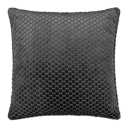 Charcoal - Front - Paoletti Neptune Velvet Cushion Cover