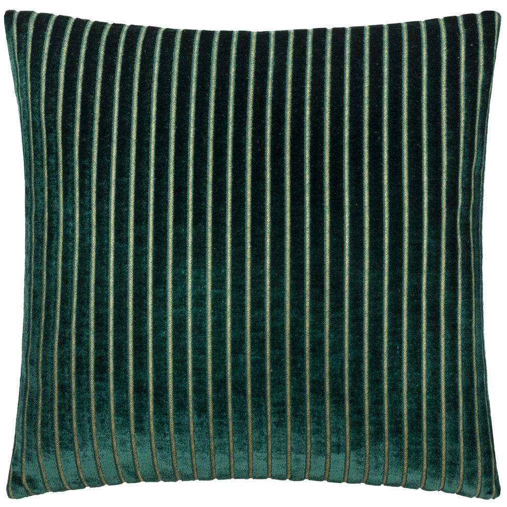 Emerald - Front - Paoletti Savoy Velvet Stripe Cushion Cover