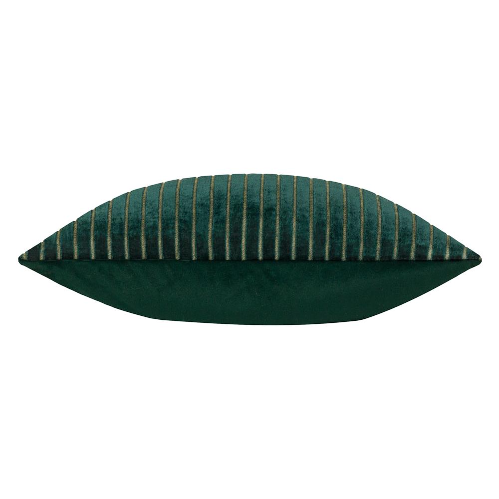 Emerald - Side - Paoletti Savoy Velvet Stripe Cushion Cover