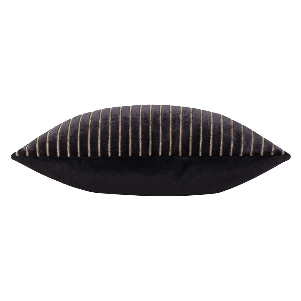 Black - Side - Paoletti Savoy Velvet Stripe Cushion Cover