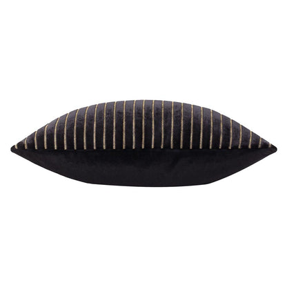 Black - Side - Paoletti Savoy Velvet Stripe Cushion Cover