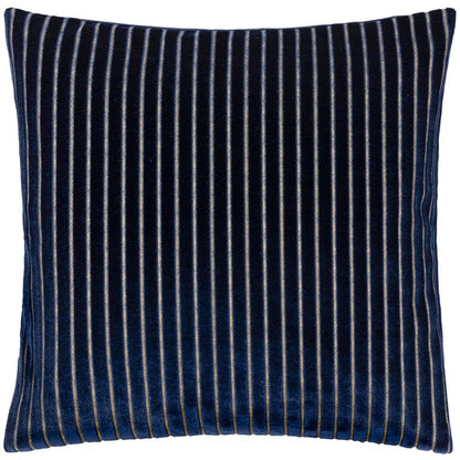 Navy - Front - Paoletti Savoy Velvet Stripe Cushion Cover