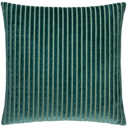 Teal - Front - Paoletti Savoy Velvet Stripe Cushion Cover