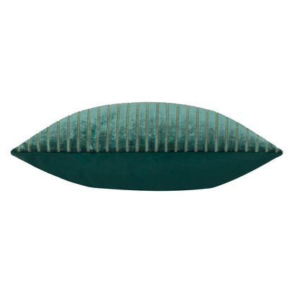 Teal - Side - Paoletti Savoy Velvet Stripe Cushion Cover