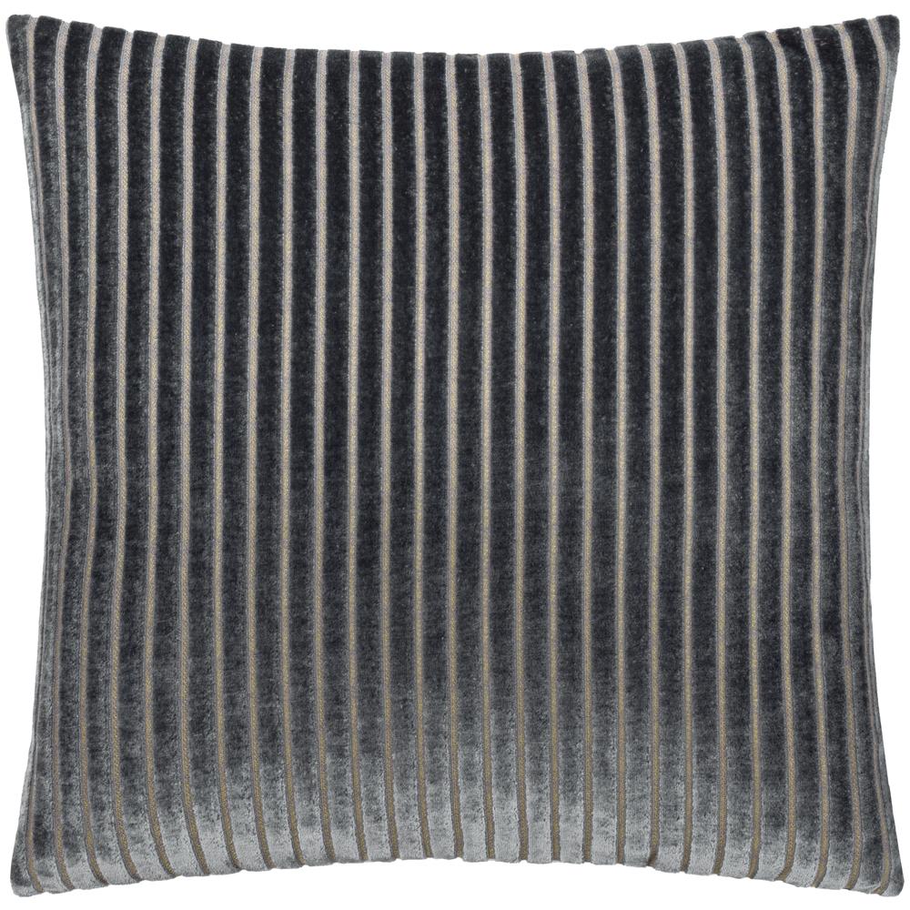Charcoal - Front - Paoletti Savoy Velvet Stripe Cushion Cover