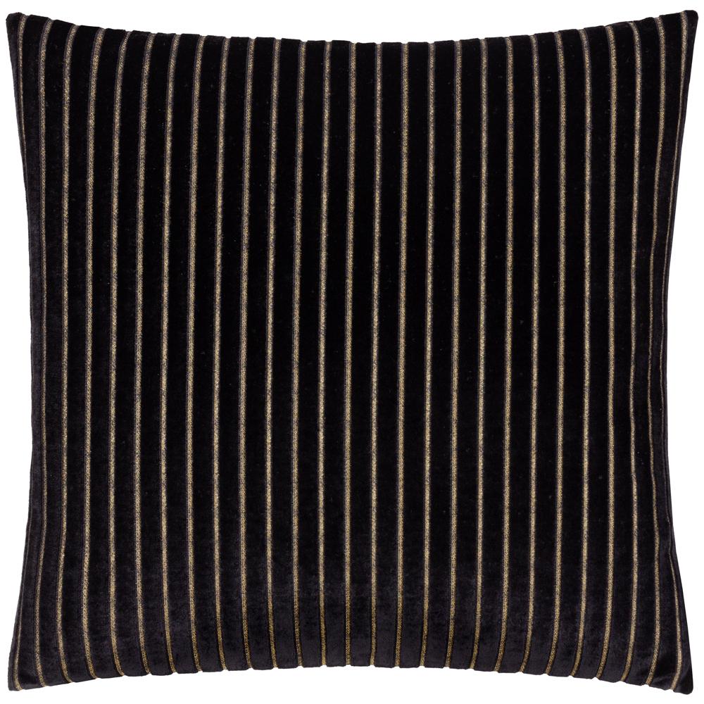 Black - Front - Paoletti Savoy Velvet Stripe Cushion Cover