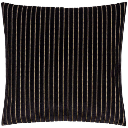 Black - Front - Paoletti Savoy Velvet Stripe Cushion Cover
