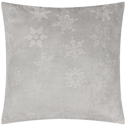 Grey - Front - Furn Faux Fur Snowflake Cushion Cover