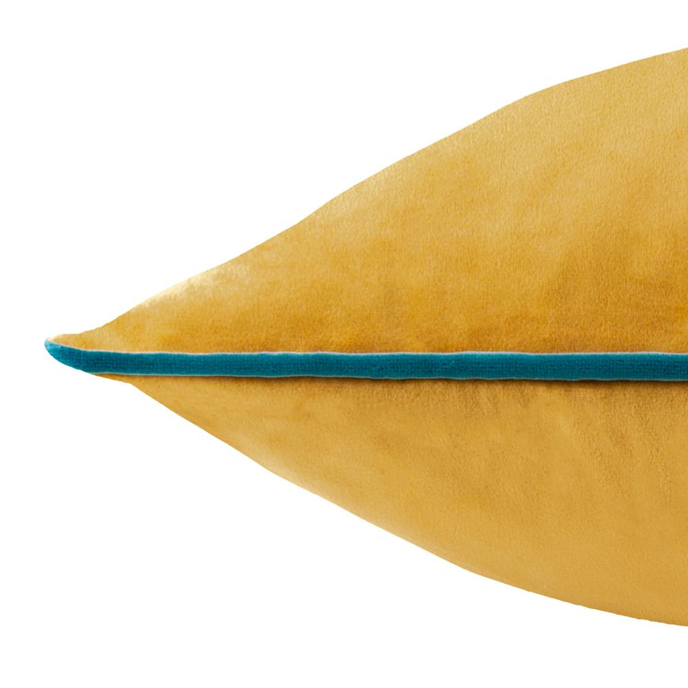 Ochre-Teal - Close up - Furn Meridian Velvet Cushion Cover