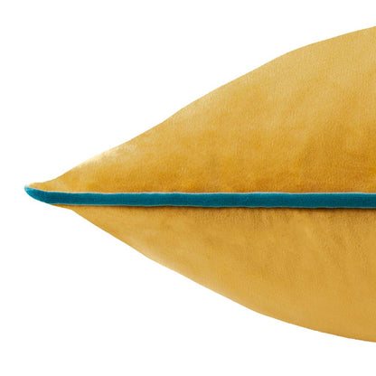 Ochre-Teal - Close up - Furn Meridian Velvet Cushion Cover
