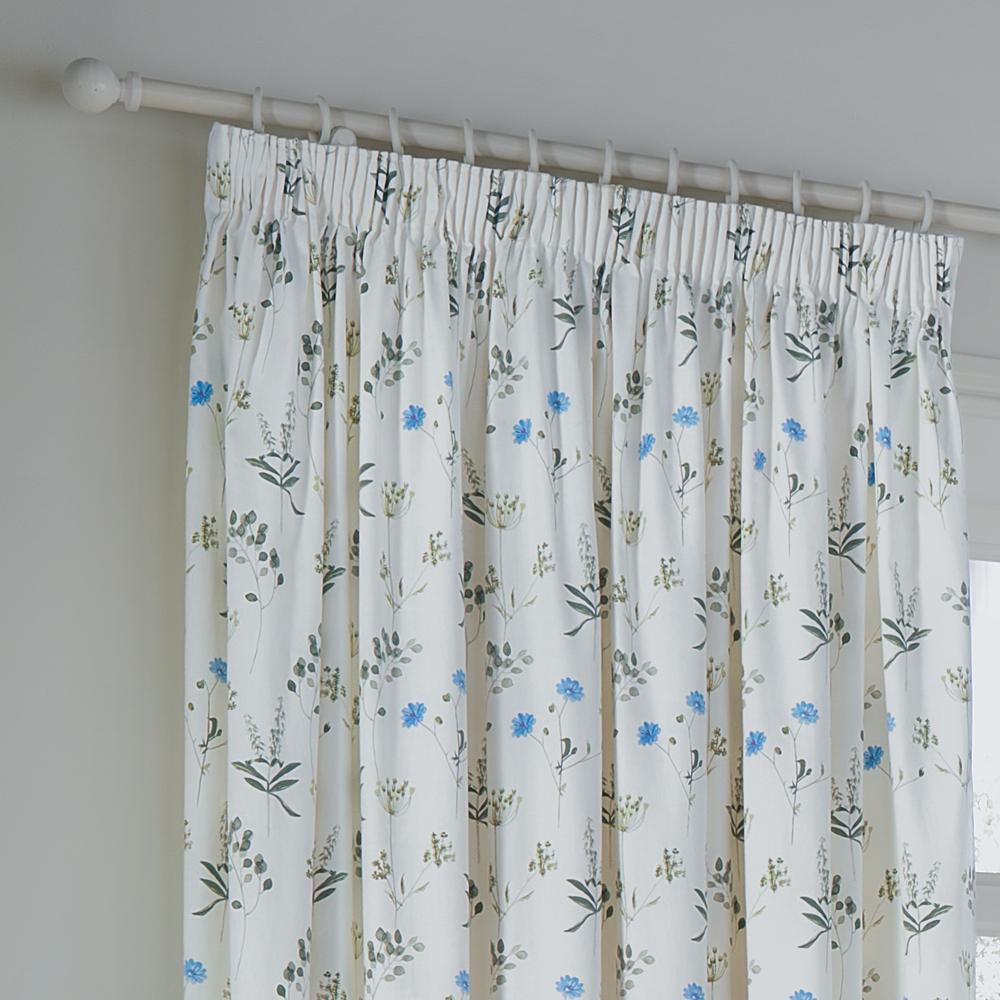 White-Cornflower - Back - Wylder Lined Meadow Pencil Pleat Curtains