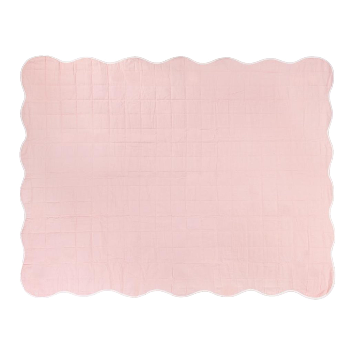 Pink - Back - Furn Quilted Scalloped Bedspread
