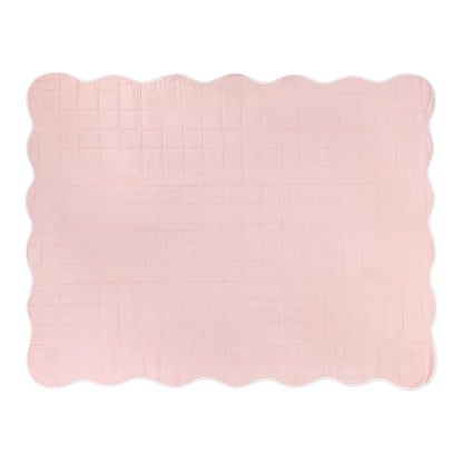 Pink - Back - Furn Quilted Scalloped Bedspread