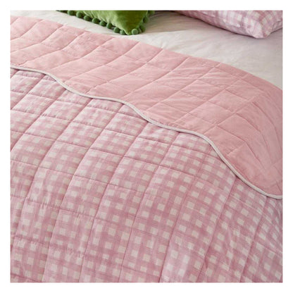 Pink - Side - Furn Quilted Scalloped Bedspread