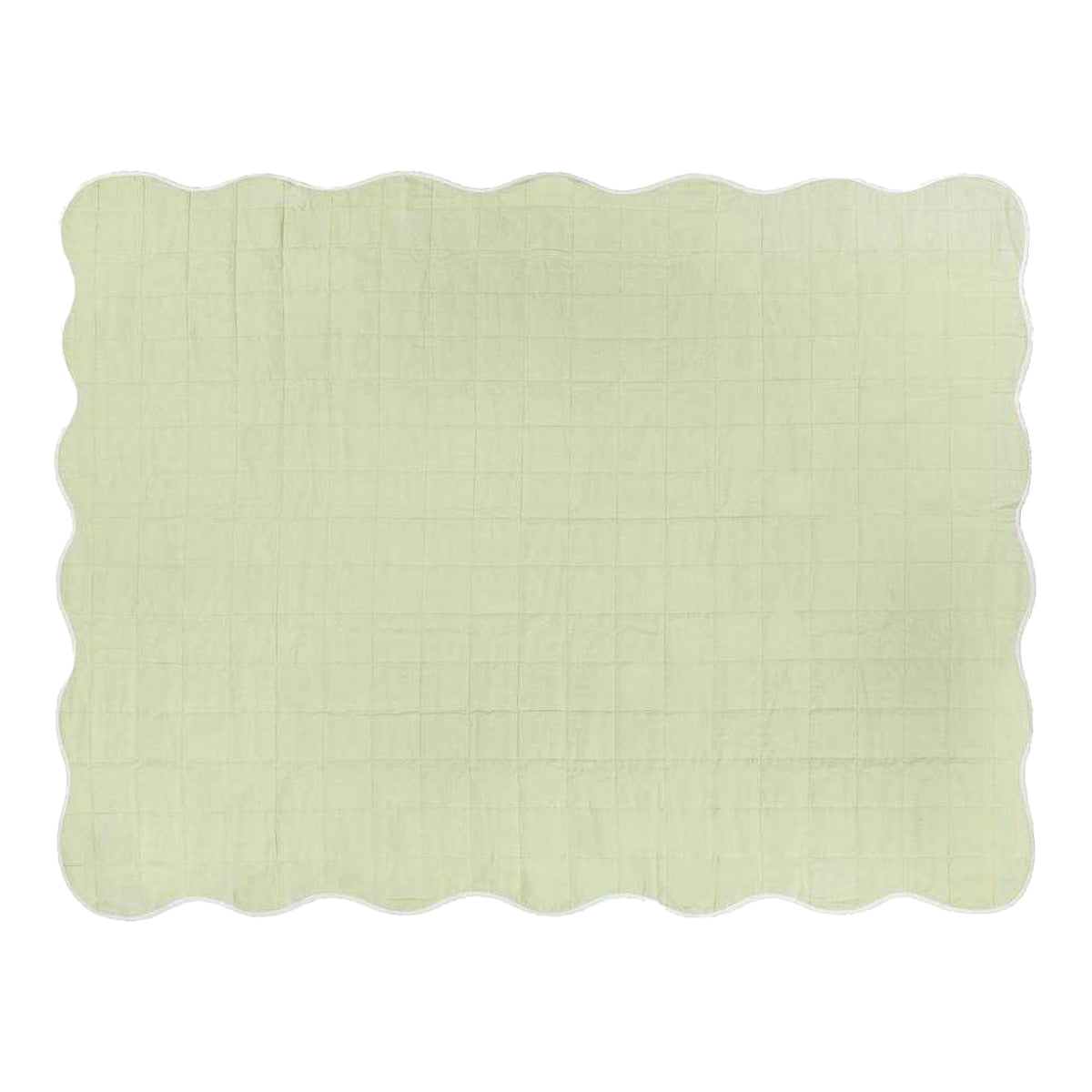 Sage - Back - Furn Quilted Scalloped Bedspread