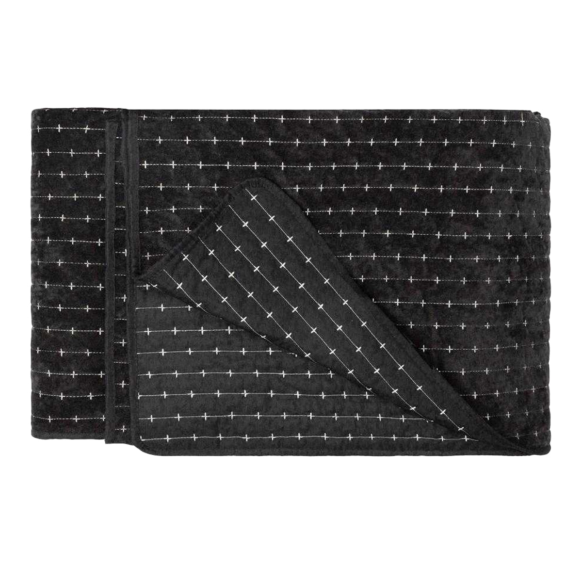 Black - Back - Paoletti Henley Pin-cord Bedspread