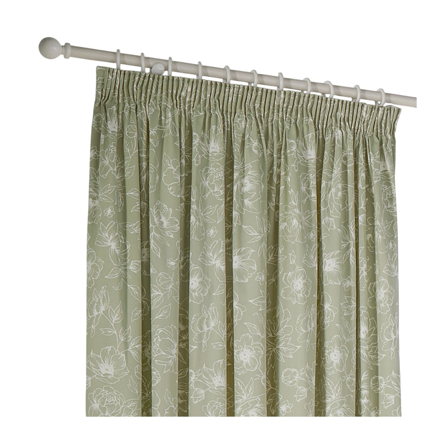 Sage - Back - Wylder Bella Lined Floral Pencil Pleat Curtains