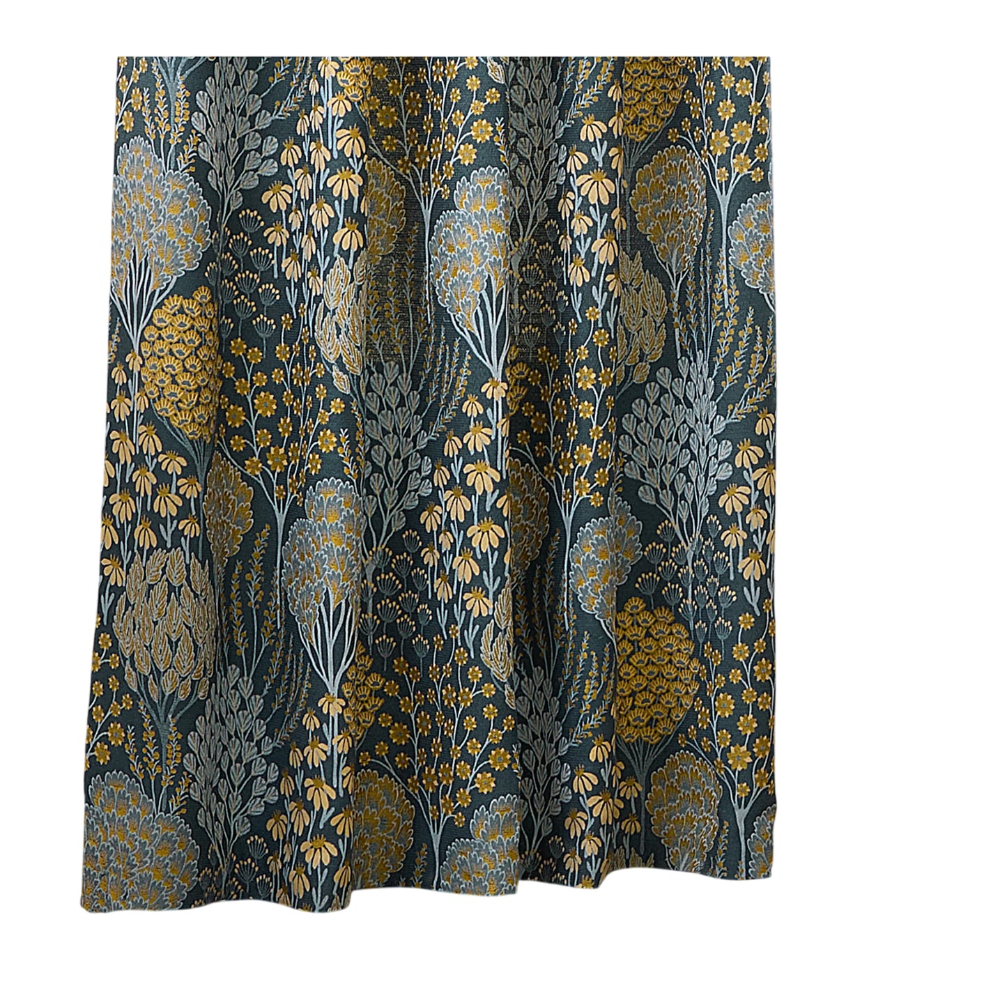 Blue-Saffron - Side - Wylder Ophelia Lined Floral Pencil Pleat Curtains