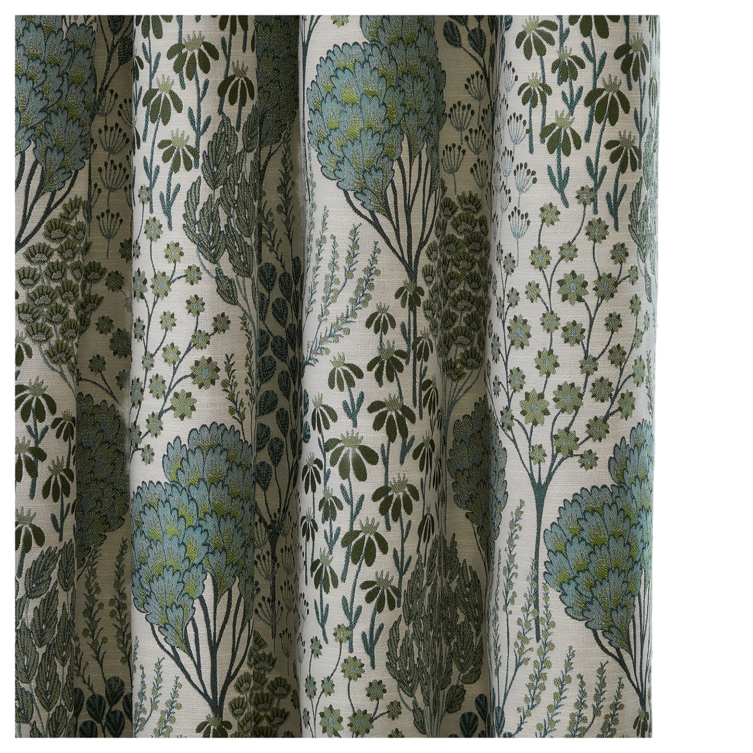 Thyme-Mineral - Lifestyle - Wylder Ophelia Lined Floral Pencil Pleat Curtains