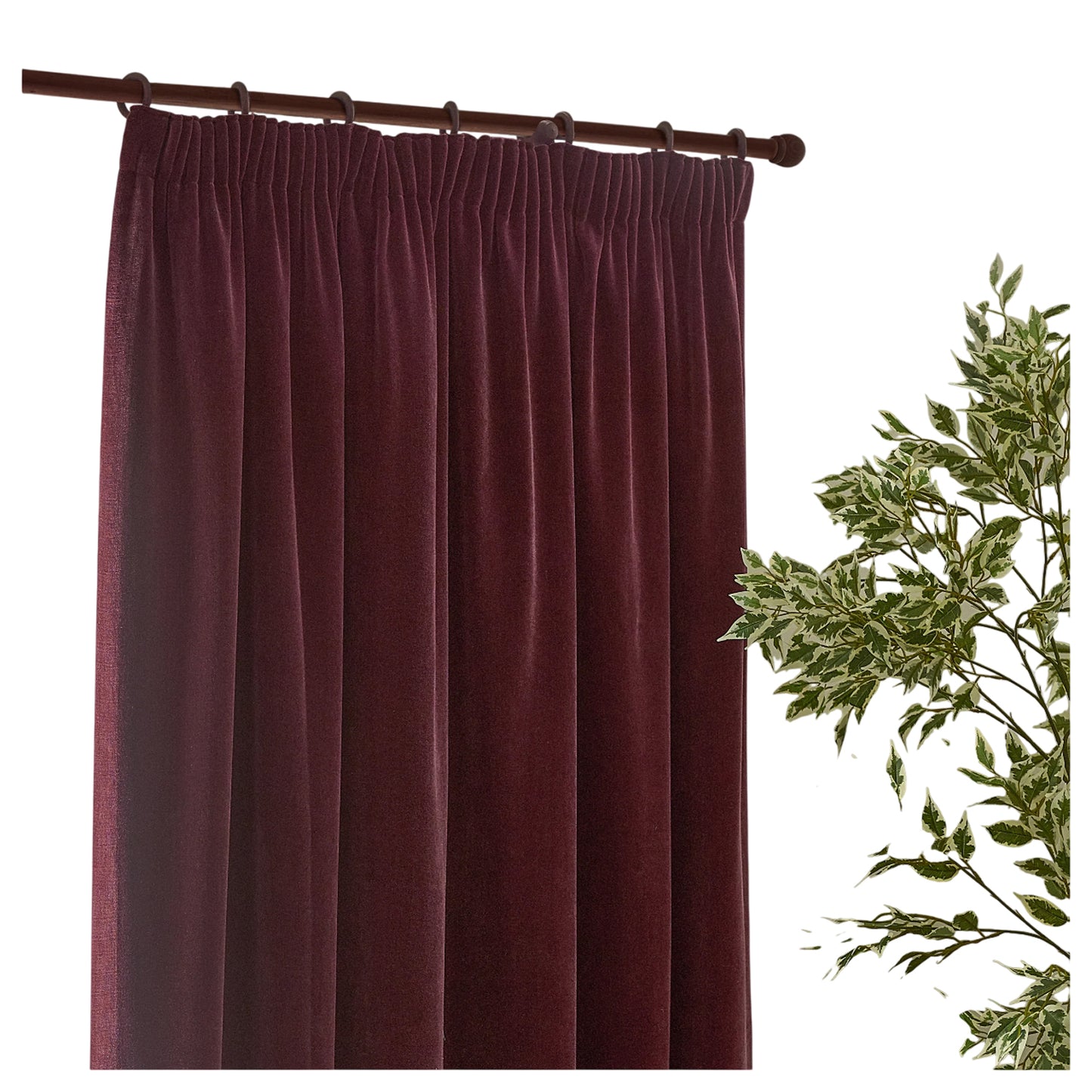 Beetroot - Back - Yard Chenille Lined Pencil Pleat Curtains