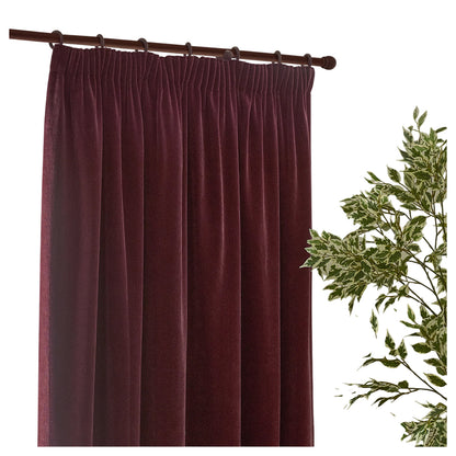 Beetroot - Back - Yard Chenille Lined Pencil Pleat Curtains
