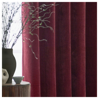 Beetroot - Side - Yard Chenille Lined Pencil Pleat Curtains