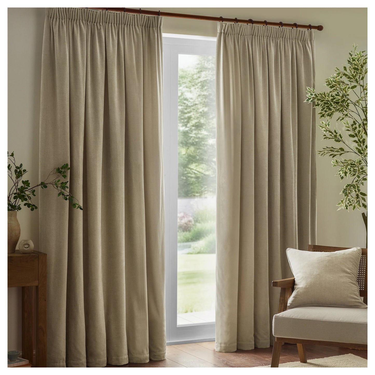 Linen - Back - Yard Chenille Lined Pencil Pleat Curtains