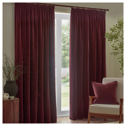 Beetroot - Front - Yard Chenille Lined Pencil Pleat Curtains