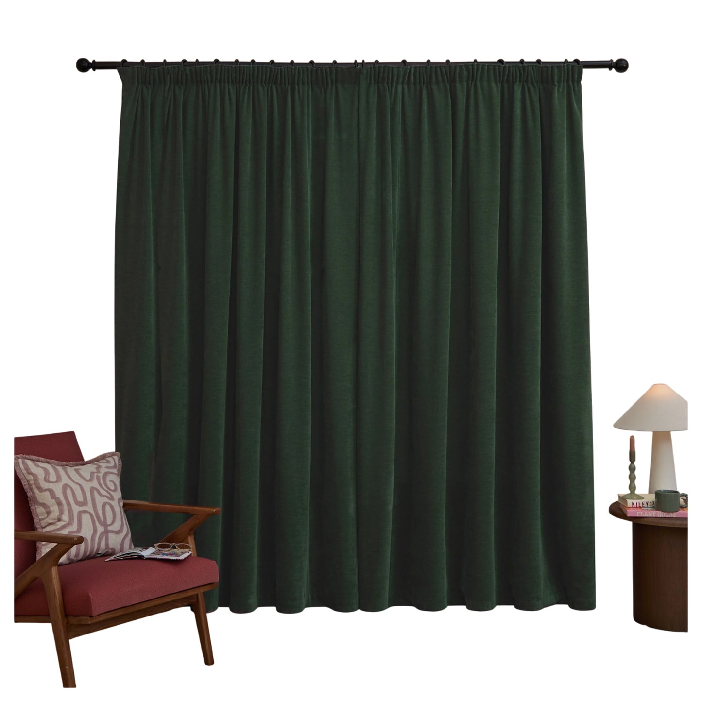 Bottle - Back - Furn Chenille Lined Pencil Pleat Curtains