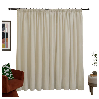 Ecru - Back - Furn Chenille Lined Pencil Pleat Curtains