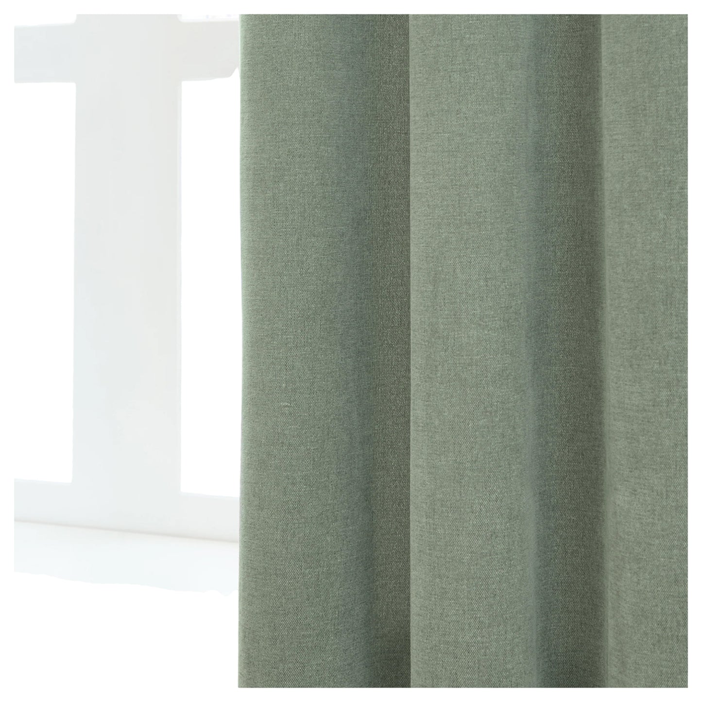 Green - Side - Furn Chenille Lined Pencil Pleat Curtains
