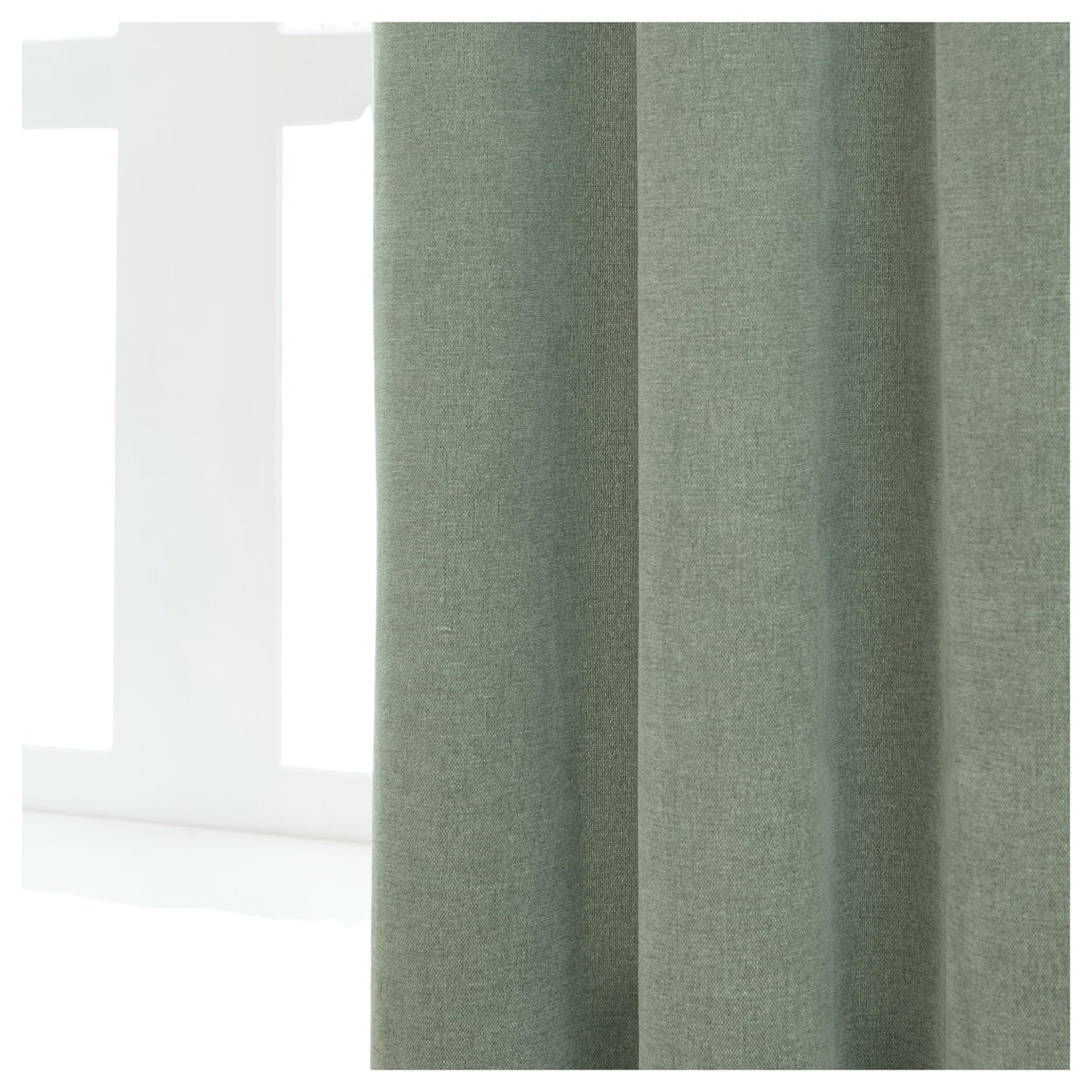 Green - Side - Furn Chenille Lined Pencil Pleat Curtains