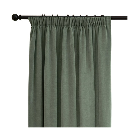 Green - Lifestyle - Furn Chenille Lined Pencil Pleat Curtains