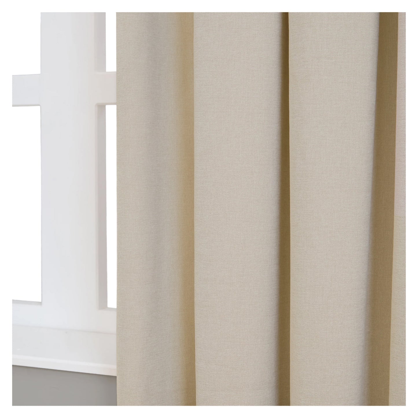 Natural - Side - Furn Chenille Lined Pencil Pleat Curtains