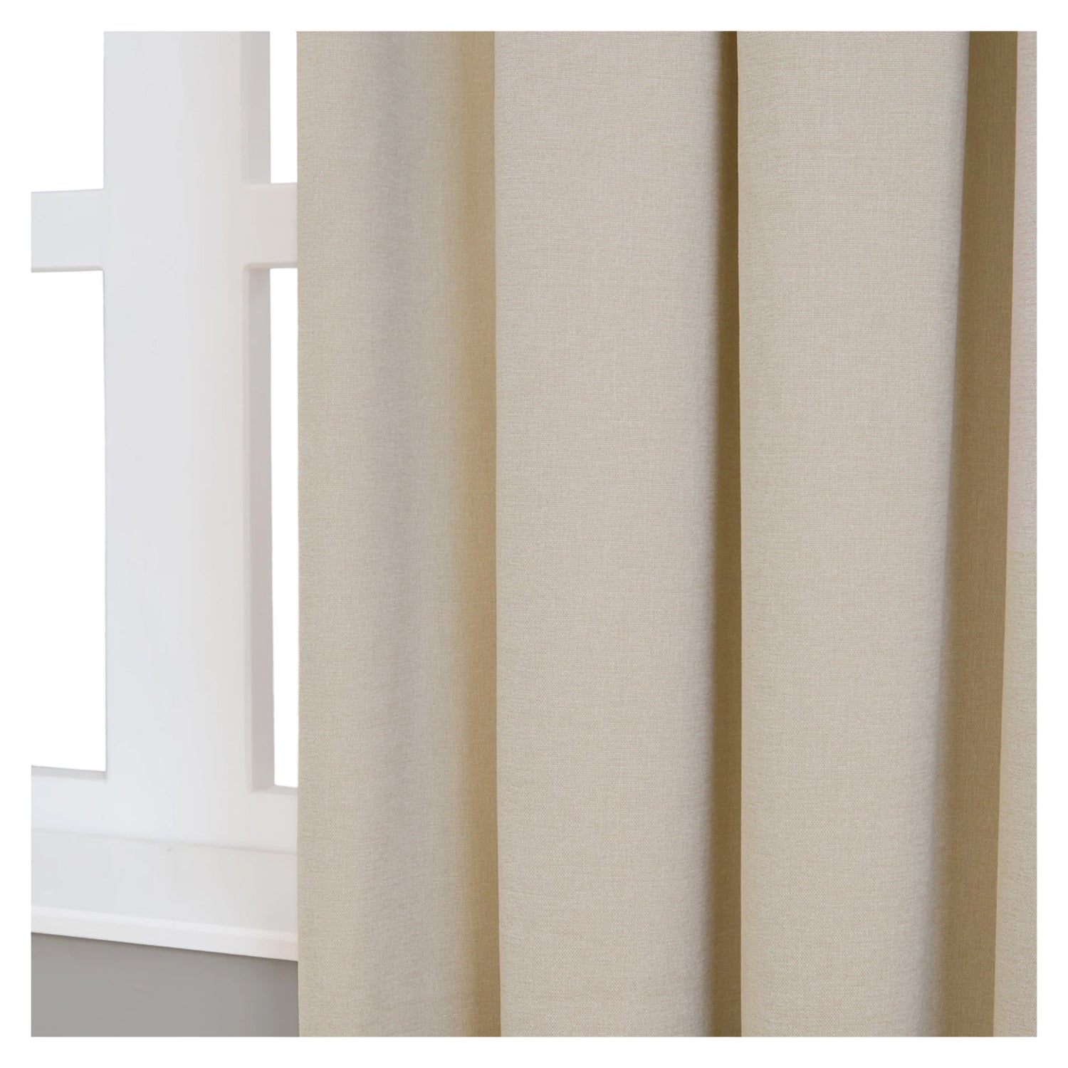 Natural - Side - Furn Chenille Lined Pencil Pleat Curtains