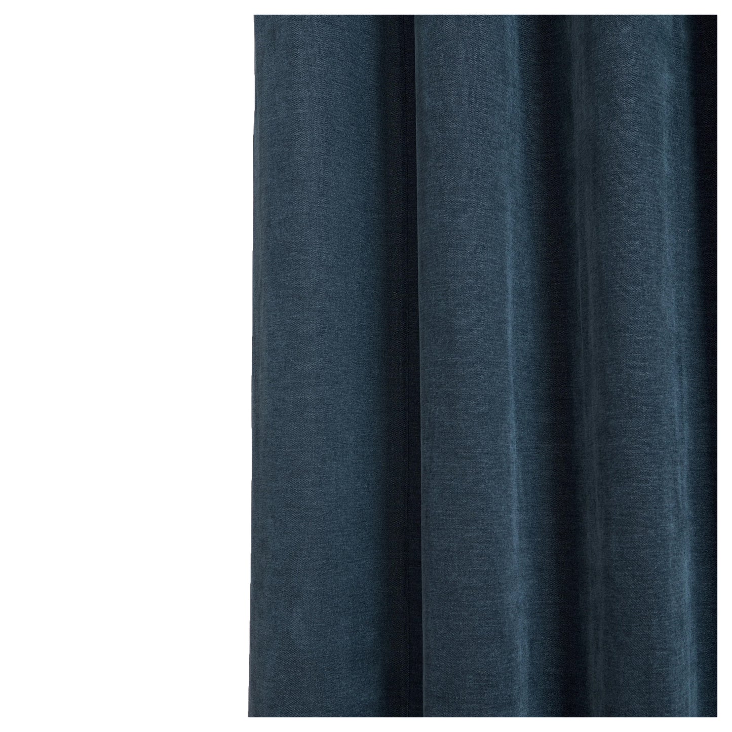 Navy - Side - Furn Chenille Lined Pencil Pleat Curtains
