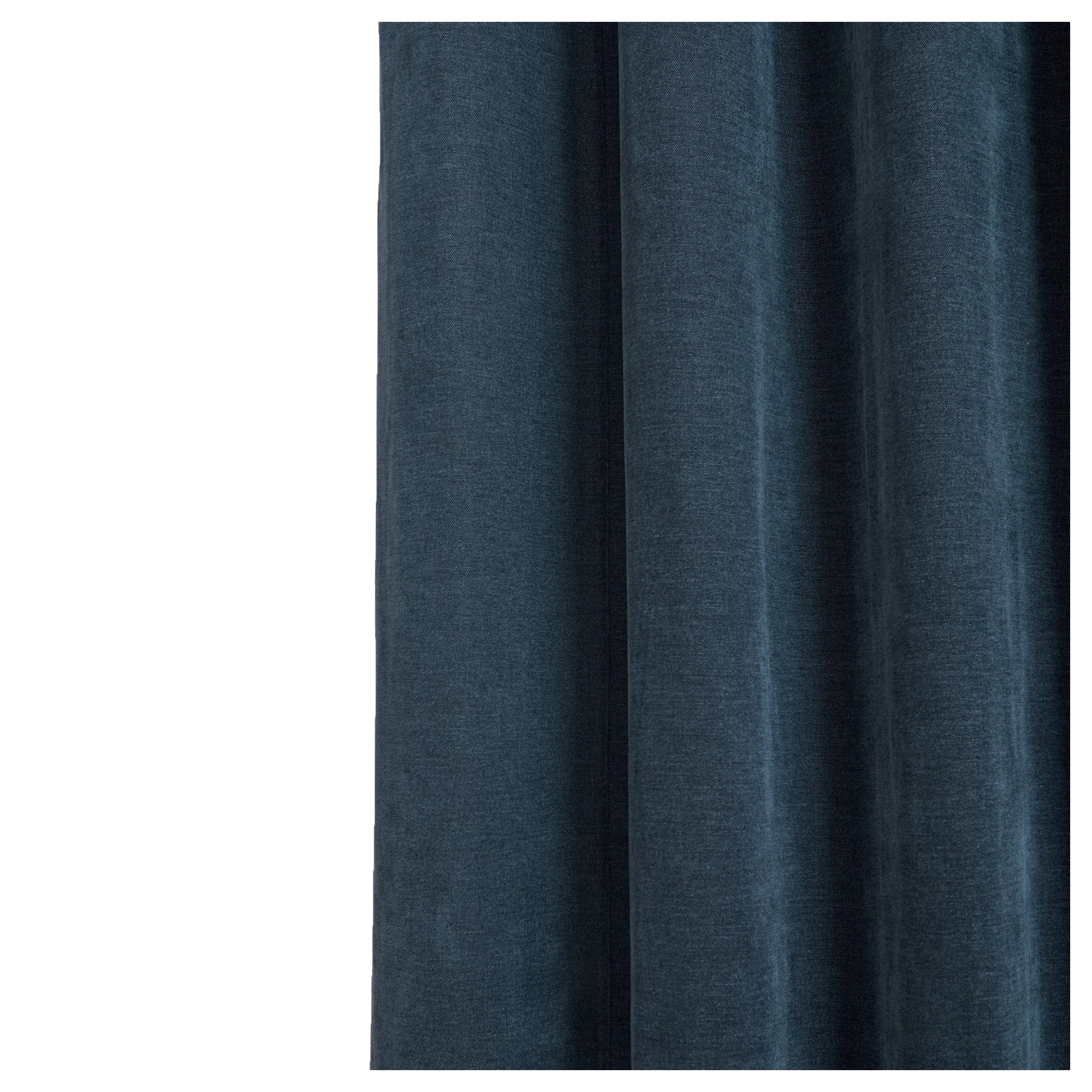 Navy - Side - Furn Chenille Lined Pencil Pleat Curtains