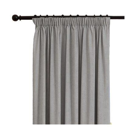 Silver - Lifestyle - Furn Chenille Lined Pencil Pleat Curtains