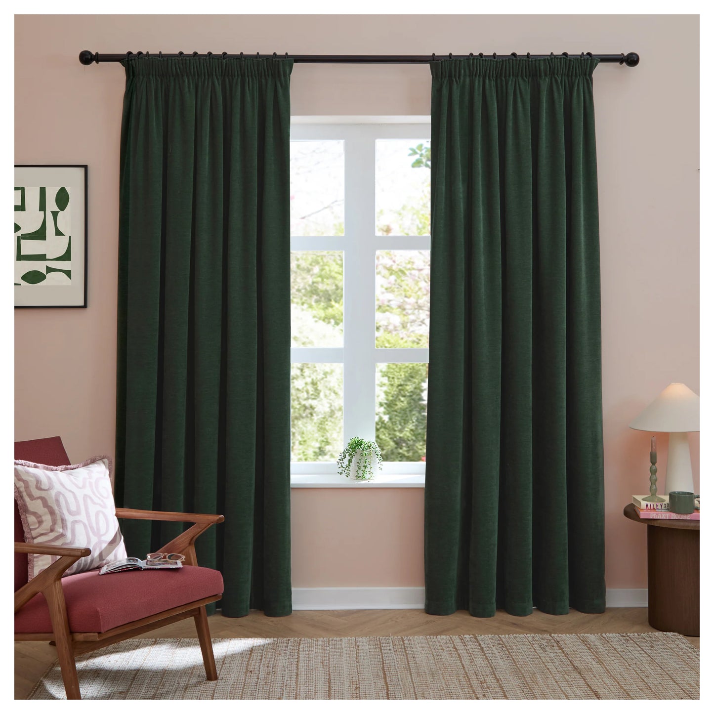 Bottle - Front - Furn Chenille Lined Pencil Pleat Curtains