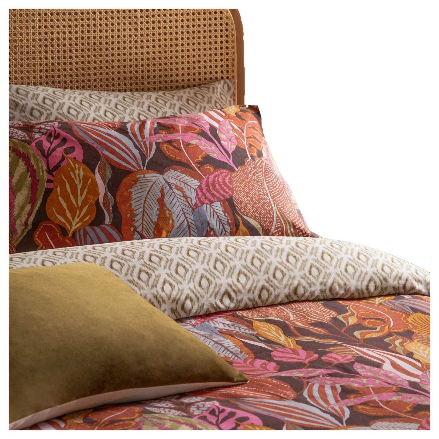 Copper - Back - Furn Ultimate Reversible Velvet Printed Duvet Cover Set