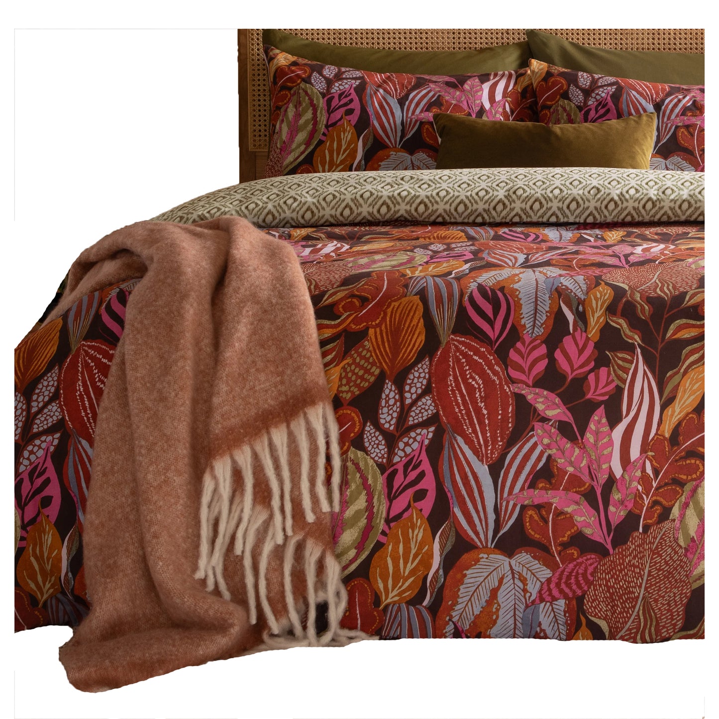 Copper - Side - Furn Ultimate Reversible Velvet Printed Duvet Cover Set