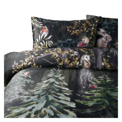 Forest Green-Black - Back - Paoletti Reversible Cotton Sherwood Duvet Cover Set