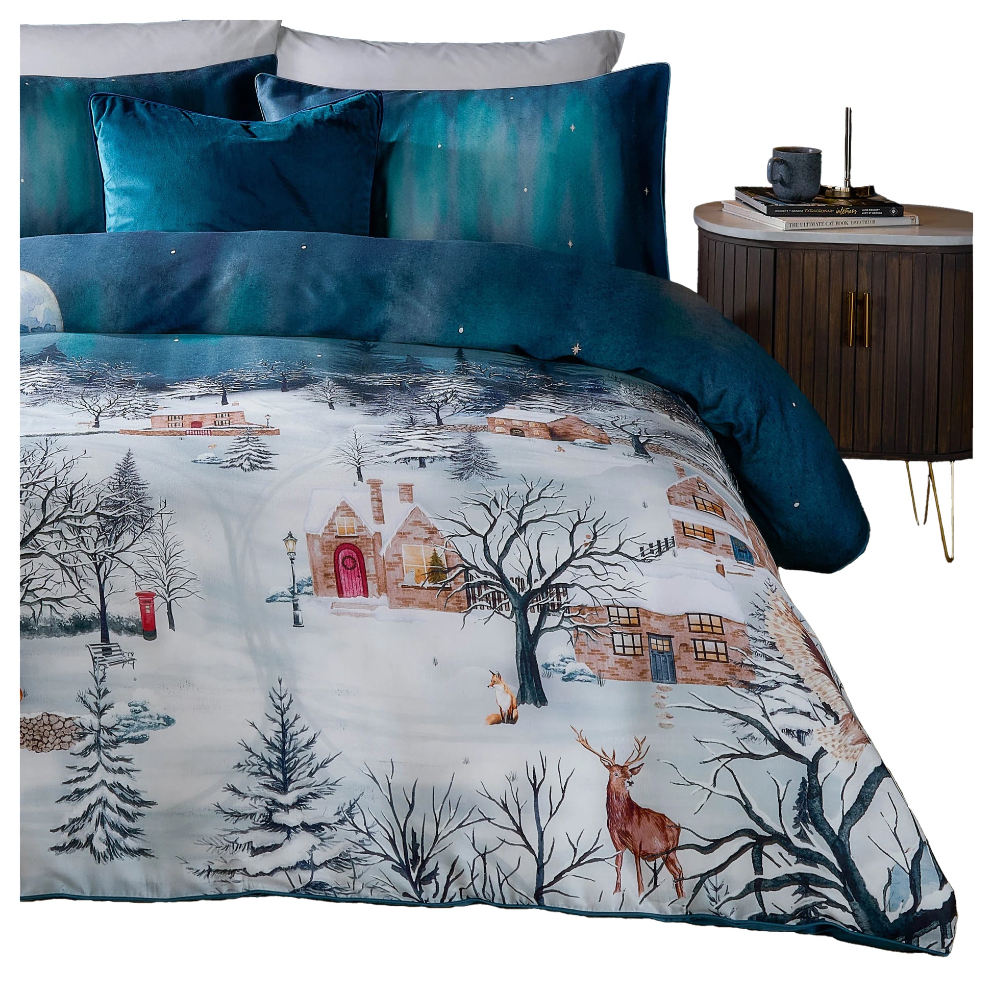 Midnight Blue - Side - Paoletti Reversible Star Duvet Cover Set