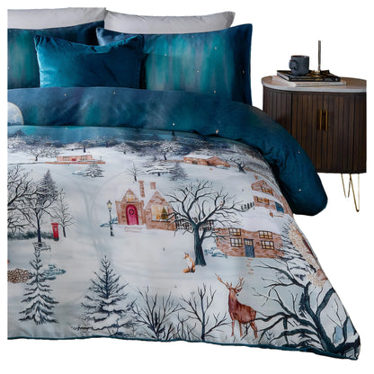 Midnight Blue - Side - Paoletti Reversible Star Duvet Cover Set