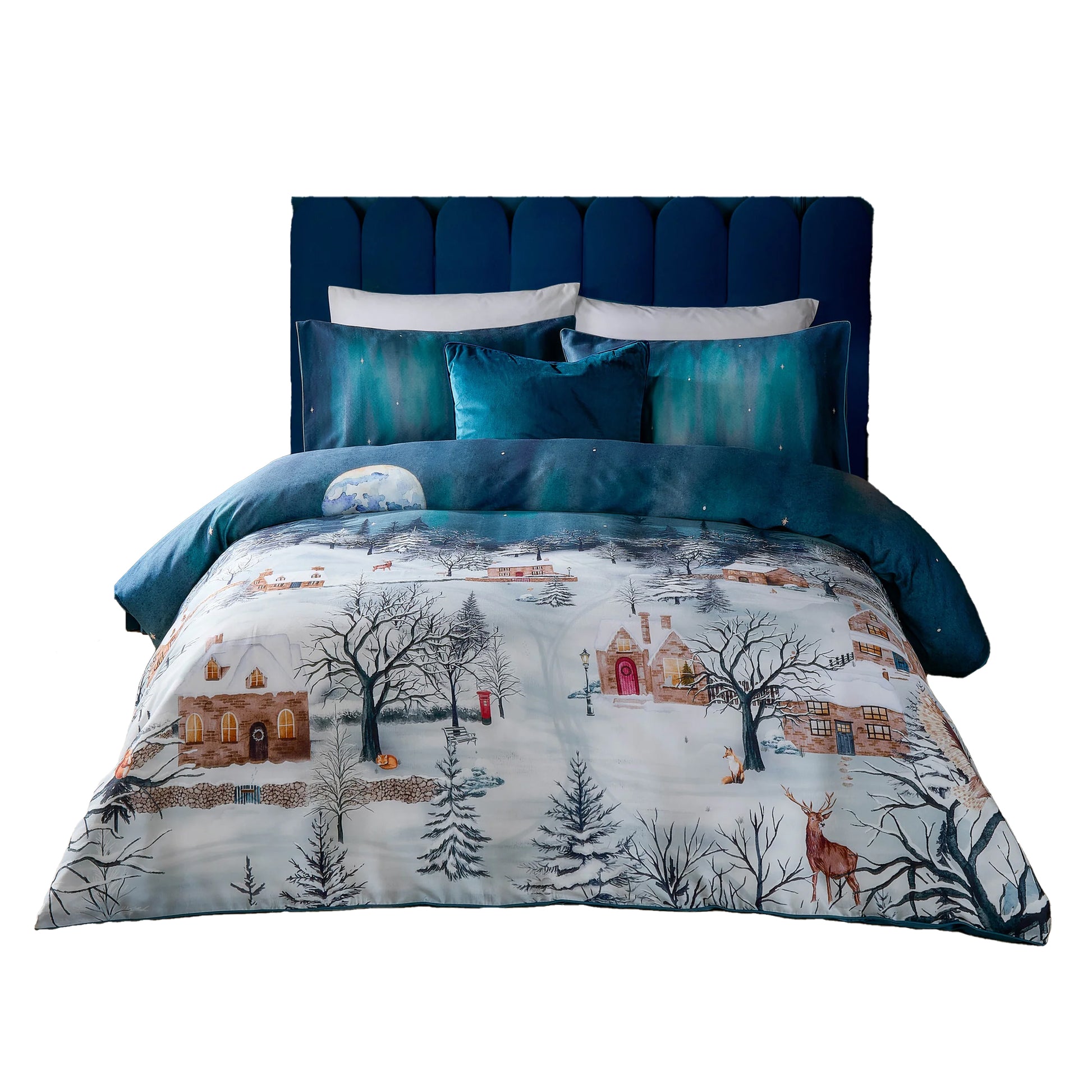 Midnight Blue - Front - Paoletti Reversible Star Duvet Cover Set