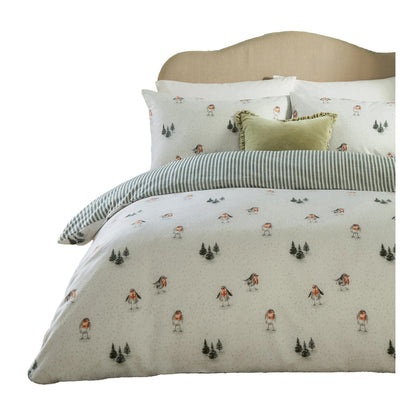 Cream-Pine - Side - Wylder Robins Return Reversible Brushed Cotton Duvet Cover Set