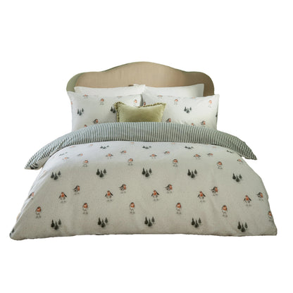 Cream-Pine - Front - Wylder Robins Return Reversible Brushed Cotton Duvet Cover Set
