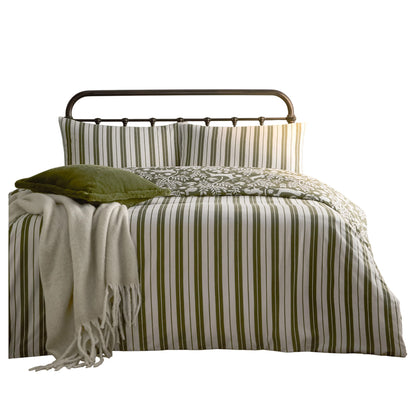 Thyme Green - Back - Furn Skandi Woodland Reversible Brushed Cotton Duvet Cover Set